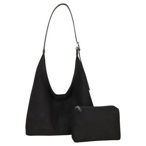 Suede Bags - 2 Pcs Tote & Hobo Bags - Slouchy Retro Shoulder :v